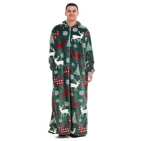 Snuggs Wearable Blanket Monk Green Christmas Deer